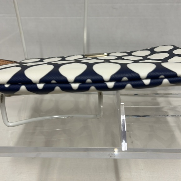 Kate Spade Navy White Lemon Print Zippered Top Wristlet Purse - Picture 6 of 7